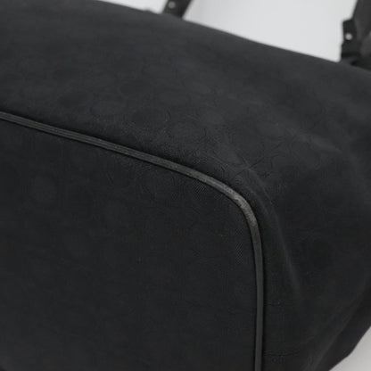 Salvatore Ferragamo Gancini Tote Canvas, BLACK, CANVAS, Tote bag