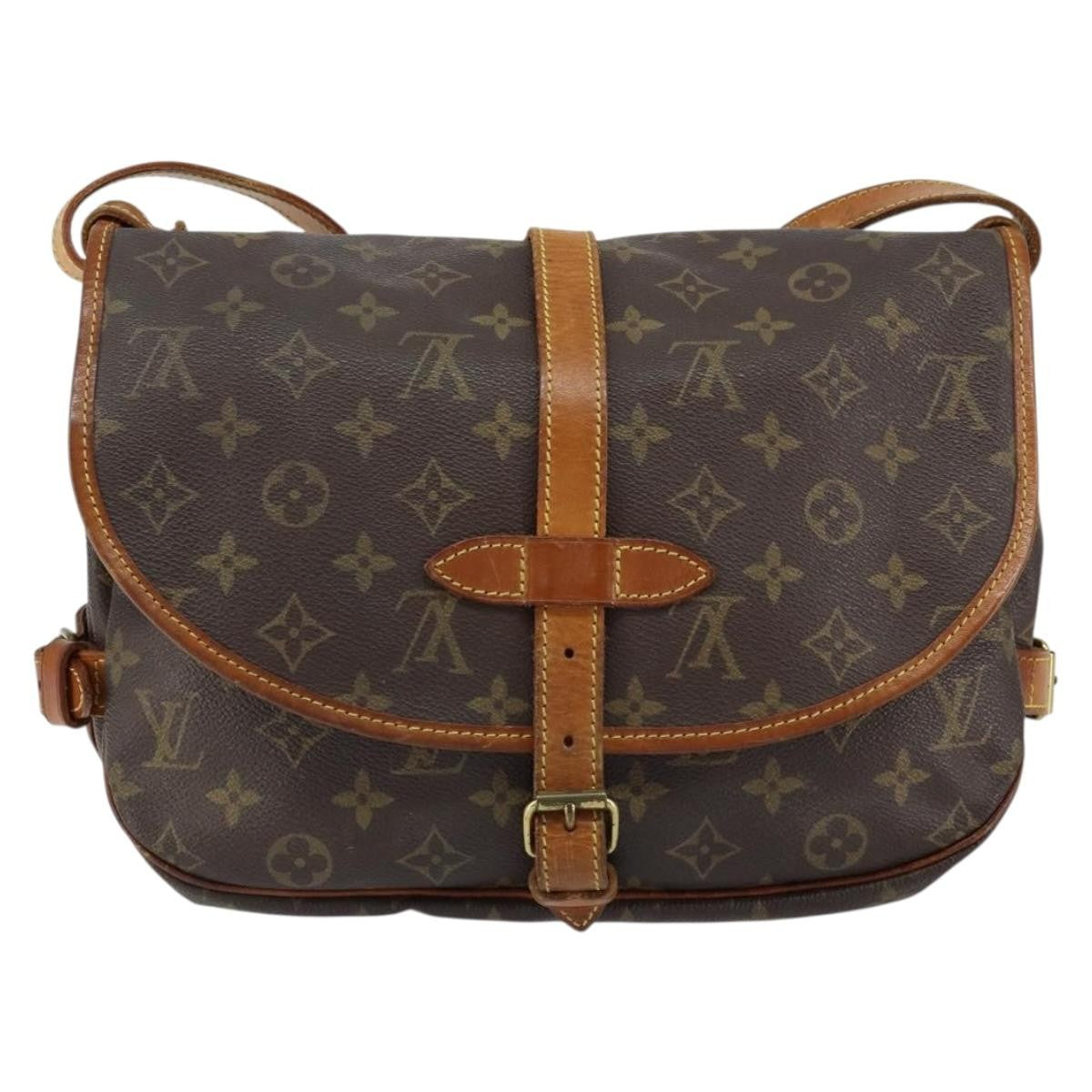 Louis Vuitton Saumur Handbag Monogram Canvas, BROWN, CANVAS, Shoulder bag