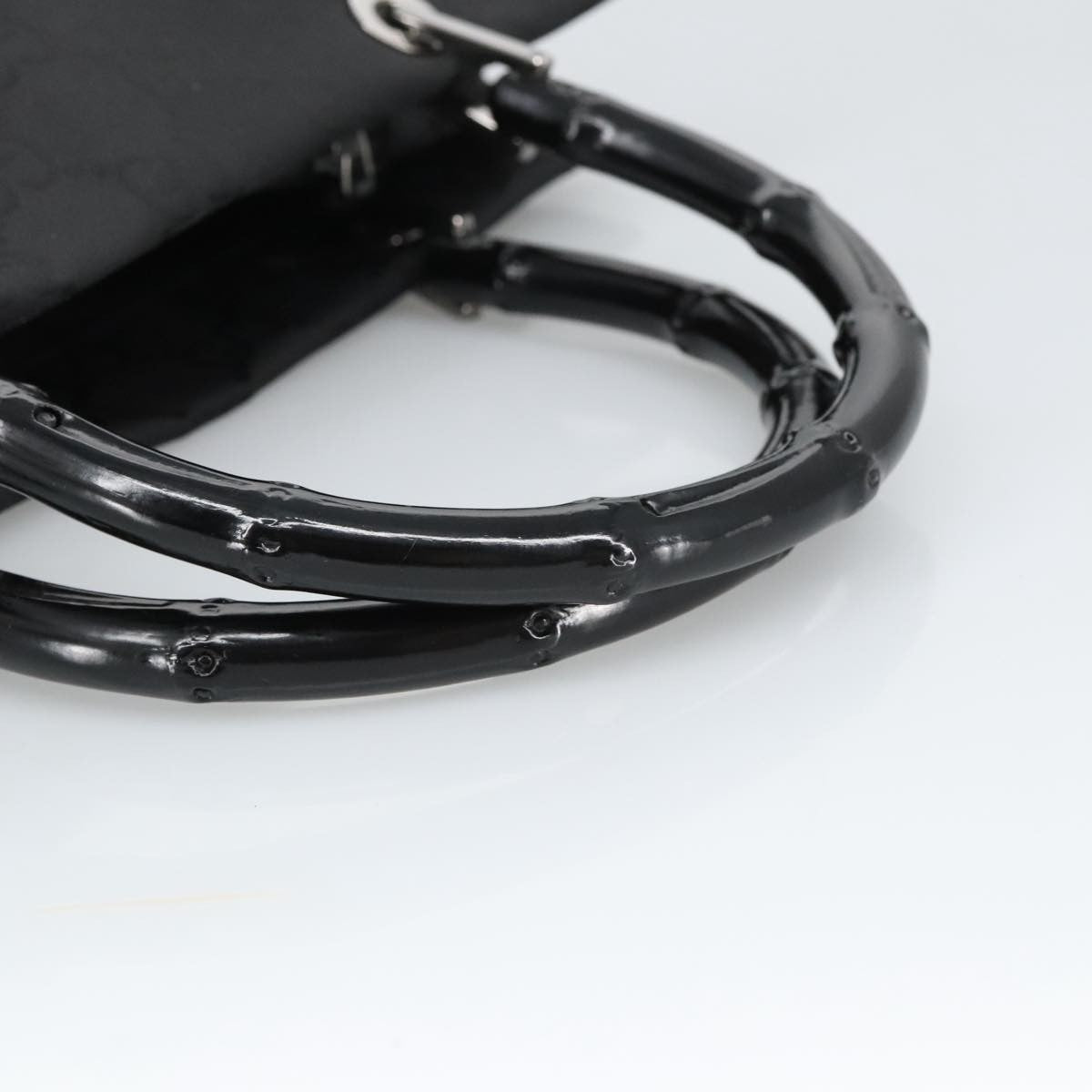 Gucci Vintage Bamboo Handle Tote GG Nylon, BLACK, NYLON, Tote bag