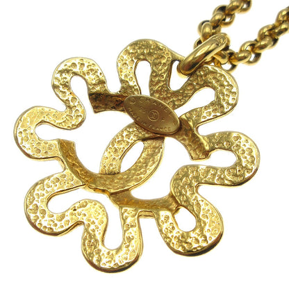 Chanel CC Flower Pendant Necklace Metal, GOLD, GOLD_PLATED, Necklace