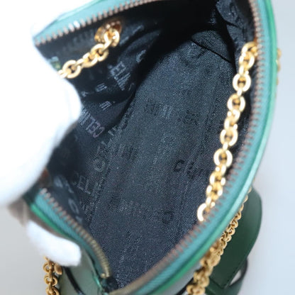 Celine Chain Shoulder Bag Leather, GREEN, LEATHER, Shoulder bag