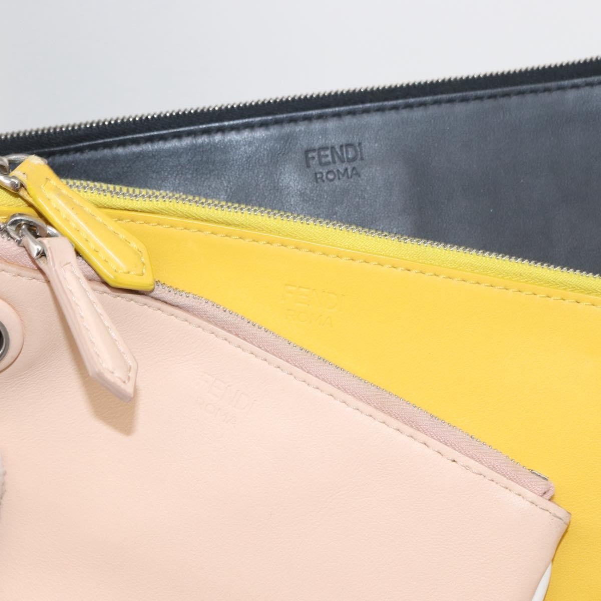 Fendi Triplette Pouch Set Calfskin, MULTICOLOUR, LEATHER, Clutche & pouche