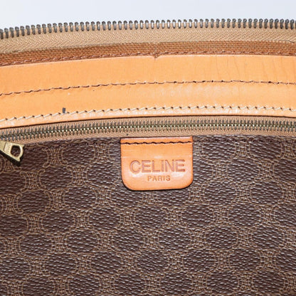 Celine Vintage Macadam Boston bag Canvas and Leather, BROWN, PVC, Travel bag