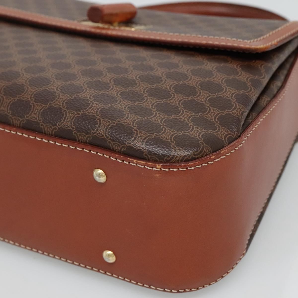 Celine Vintage Convertible Top Handle Bag Macadam Coated Canvas, BROWN, CANVAS, Handbag