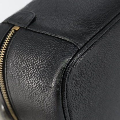 Chanel Vintage Cosmetic Case Leather, BLACK, LEATHER, Clutche & pouche