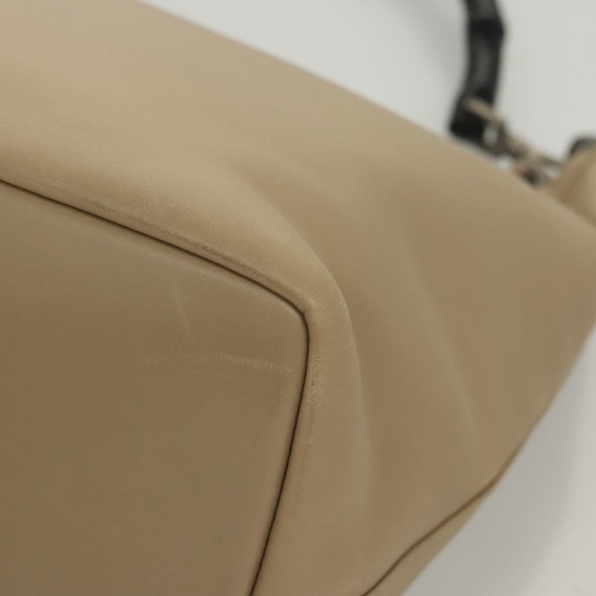 Gucci Vintage Bamboo Shoulder Bag Leather, BEIGE, LEATHER, Shoulder bag