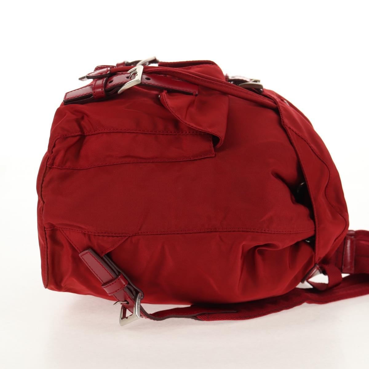 Prada Vela Double Front Pocket Backpack Tessuto with Saffiano Leather, RED, NYLON, Backpack