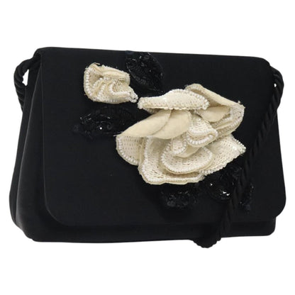 Chanel Vintage Camellia Flap Crossbody Bag Silk, BLACK, SILK, Shoulder bag