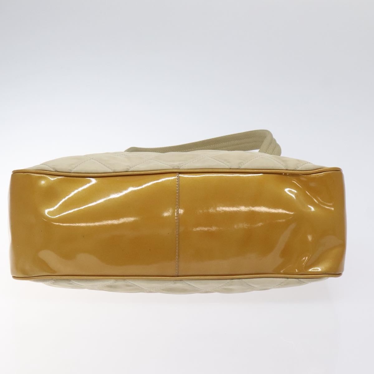 Prada Vintage Shoulder Bag Nylon and Patent Leather, BEIGE, NYLON, Shoulder bag