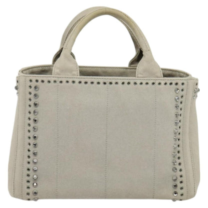Prada Canapa Convertible Tote Rhinestone Embellished Denim, GRAY, CANVAS, Handbag