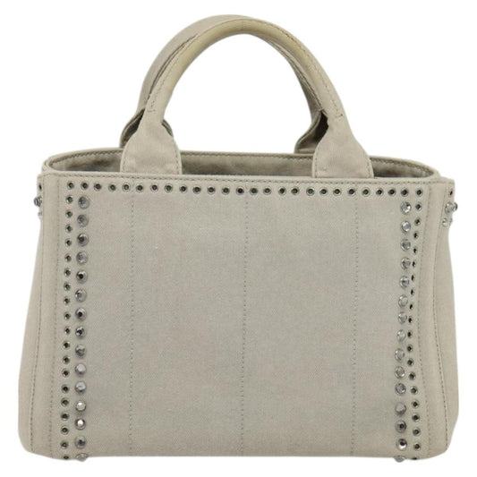 Prada Canapa Convertible Tote Rhinestone Embellished Denim, GRAY, CANVAS, Handbag