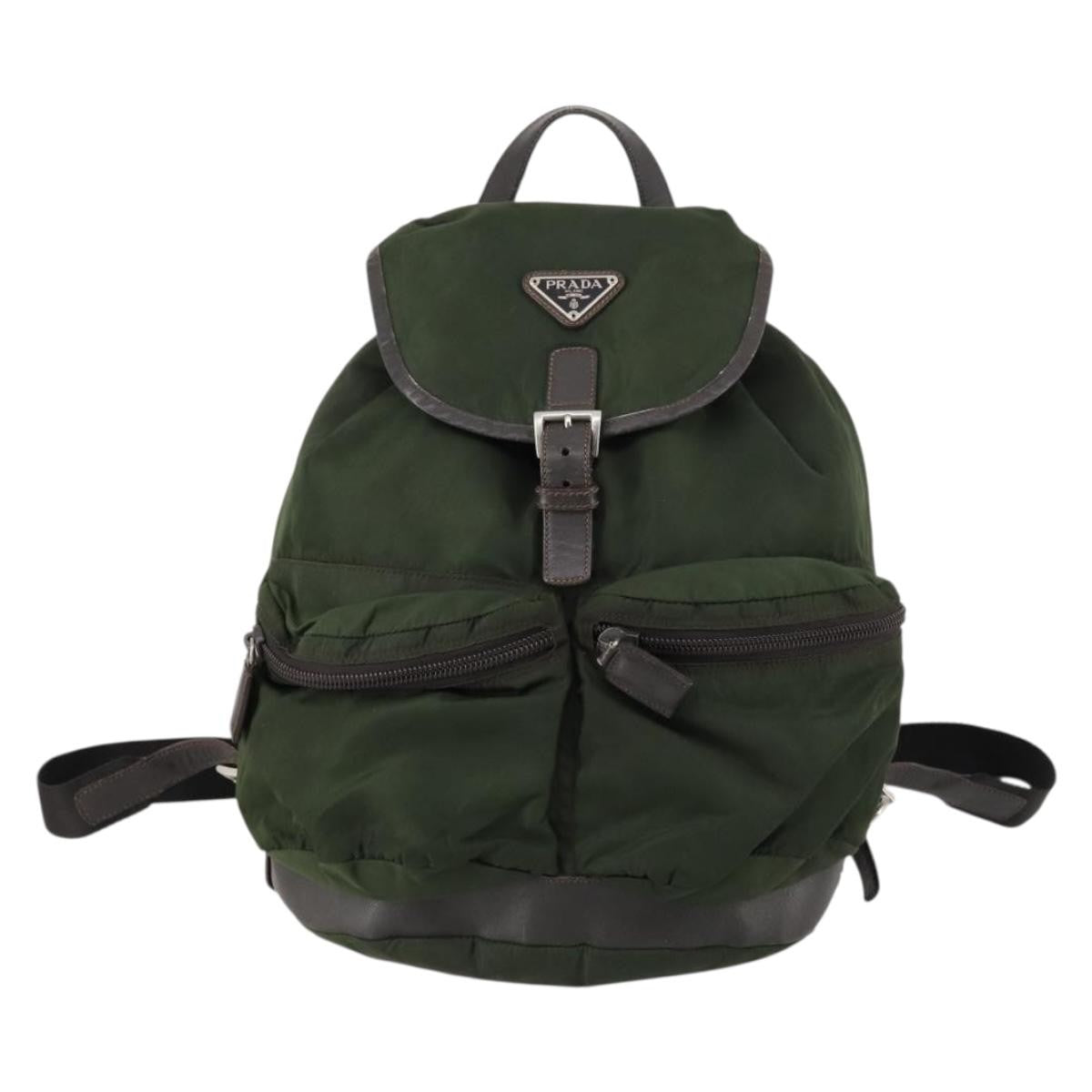 Prada Double Front Pocket Backpack Tessuto, KHAKI, NYLON, Backpack