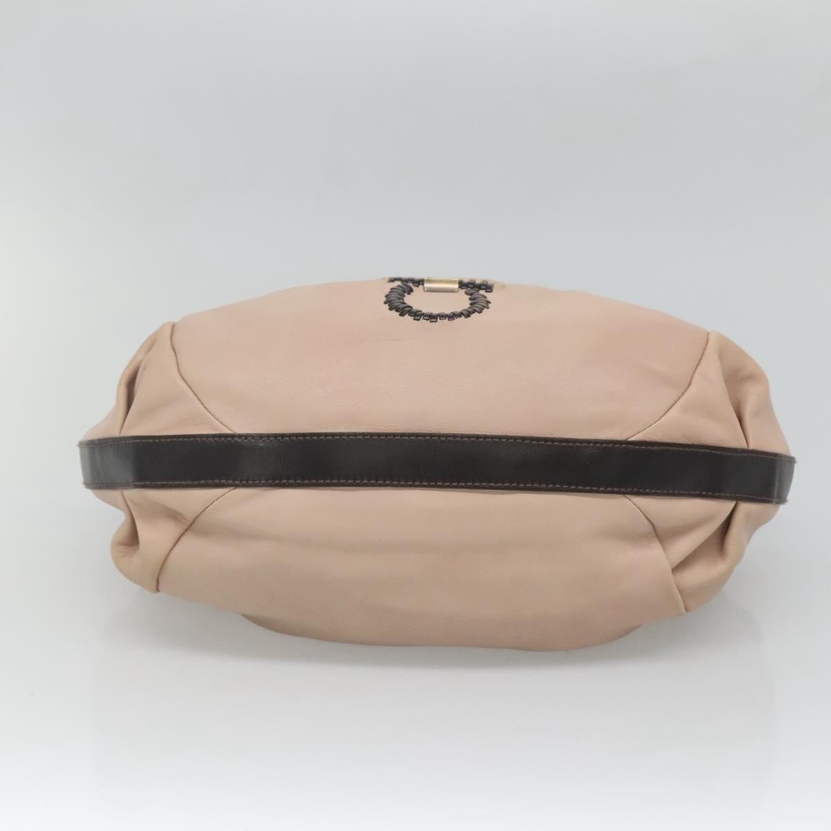 Salvatore Ferragamo Gancini Hobo Leather, BEIGE, LEATHER, Handbag