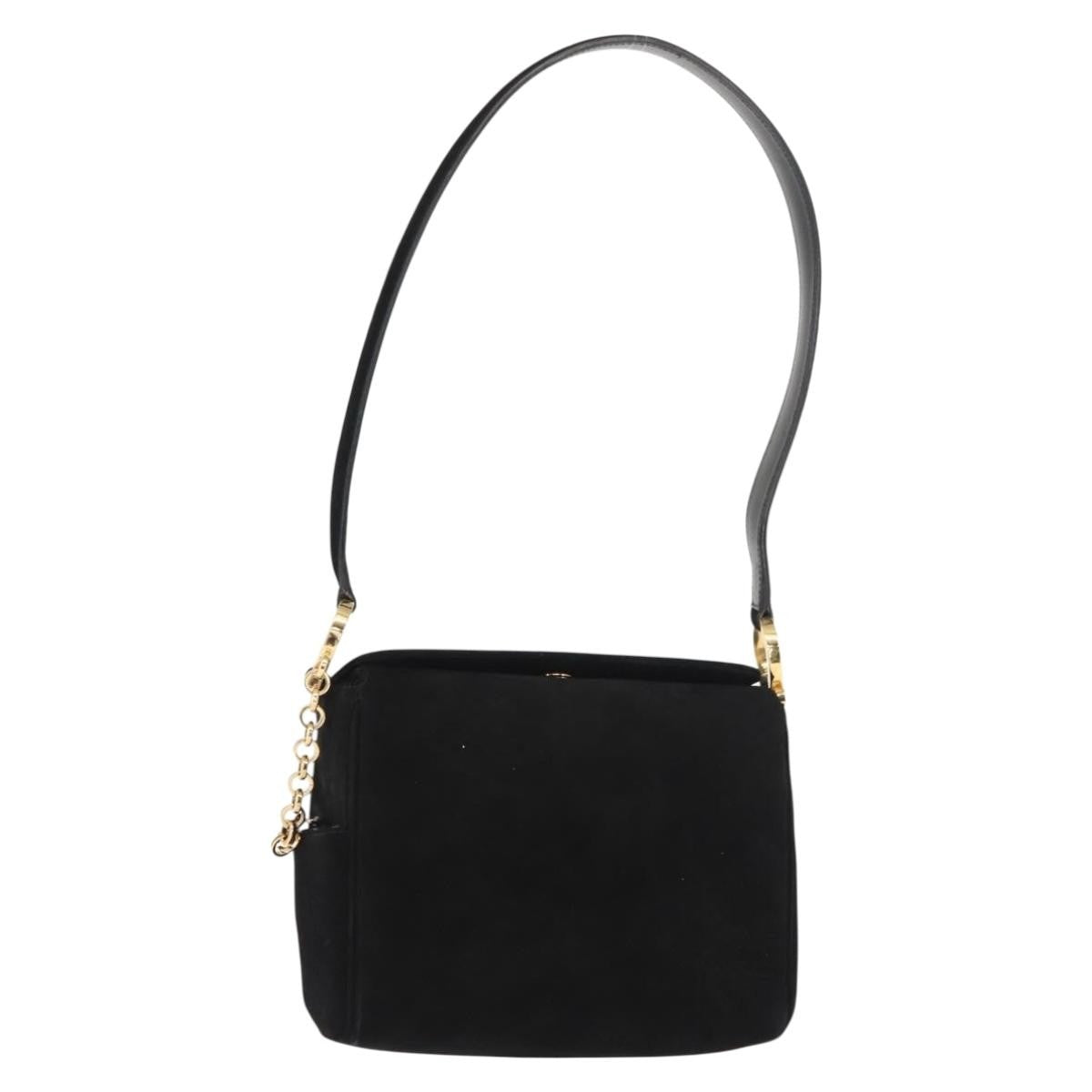 Salvatore Ferragamo Gancini Shoulder Bag Suede, BLACK, SUEDE, Shoulder bag