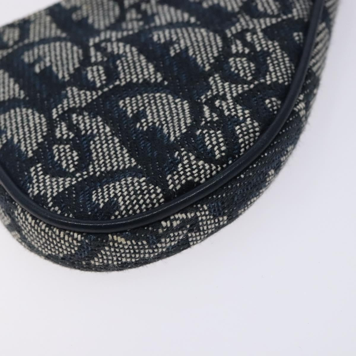 Christian Dior Vintage Saddle Zip Coin Purse Diorissimo Canvas, NAVY, CANVAS, Clutche & pouche