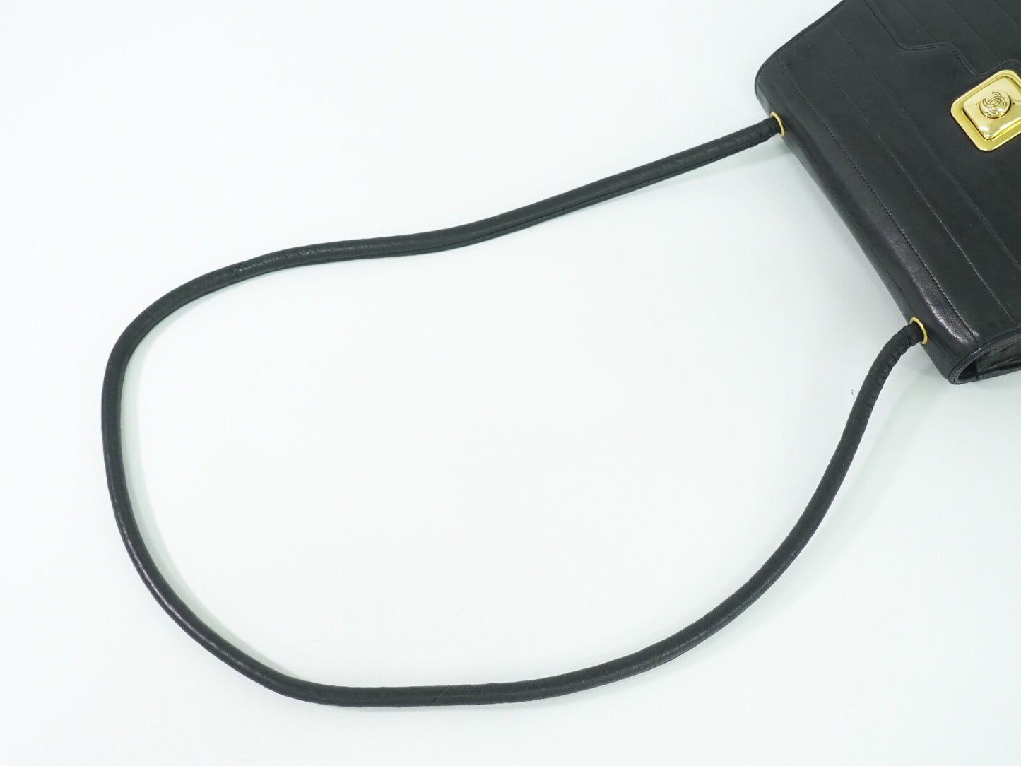 Chanel Flap shoulder Bag Leather, BLACK, LEATHER, Shoulder bag