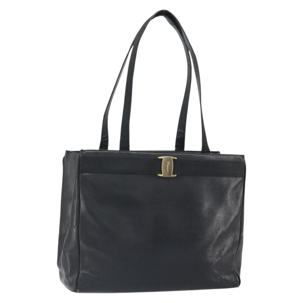 Salvatore Ferragamo Vala tote Leather, BLACK, LEATHER, Shoulder bag