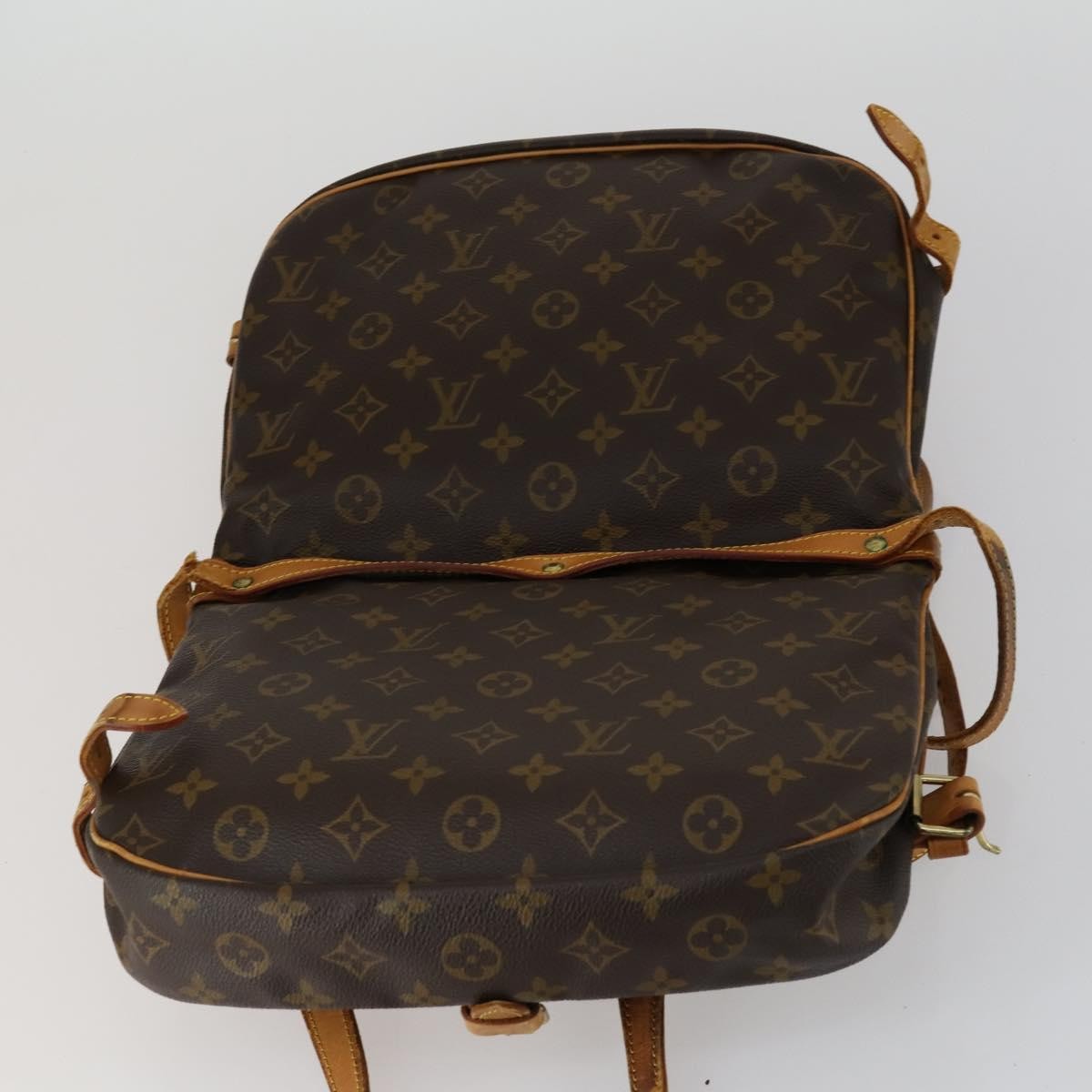 Louis Vuitton Saumur Handbag Monogram Canvas, BROWN, CANVAS, Handbag