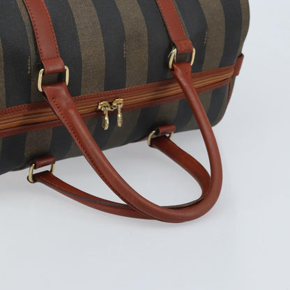 Fendi Vintage Pequin Boston Bag Coated Canvas, Brown, Canvas, Travel Bag