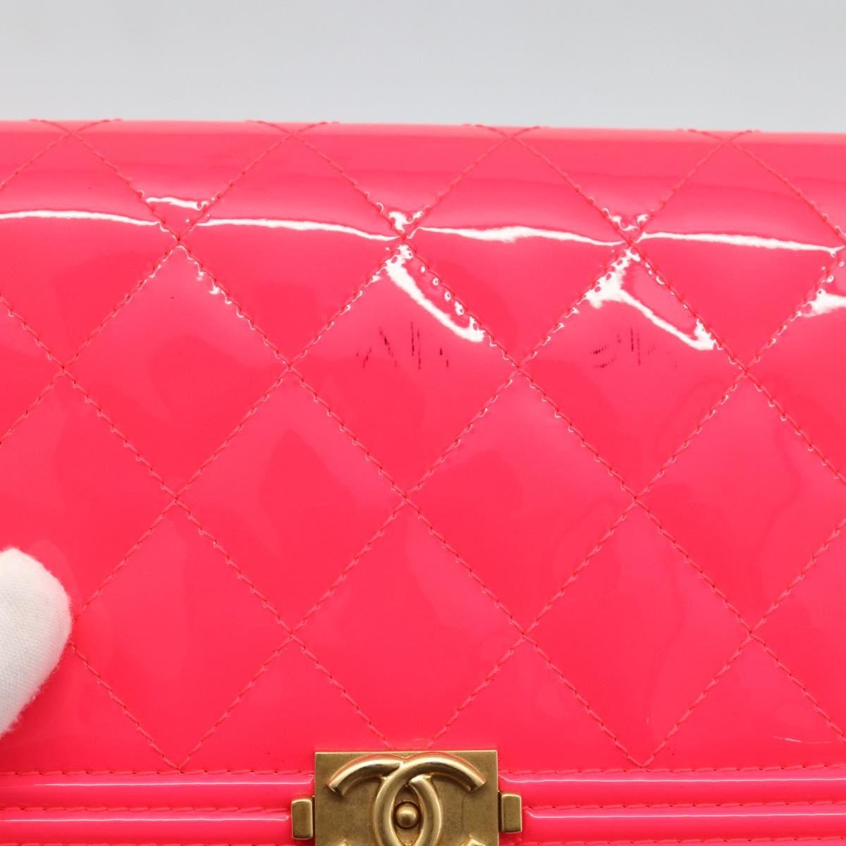 Chanel Boy Yen Wallet Quilted Patent, PINK, PATENT_LEATHER, Wallets