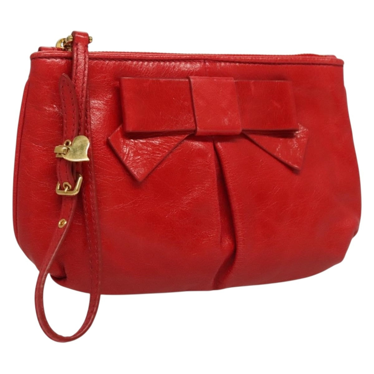 Miu Miu Zip Wristlet Pouch Leather, RED, LEATHER, Clutche & pouche