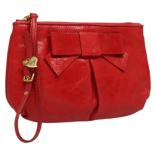 Miu Miu Zip Wristlet Pouch Leather, RED, LEATHER, Clutche & pouche