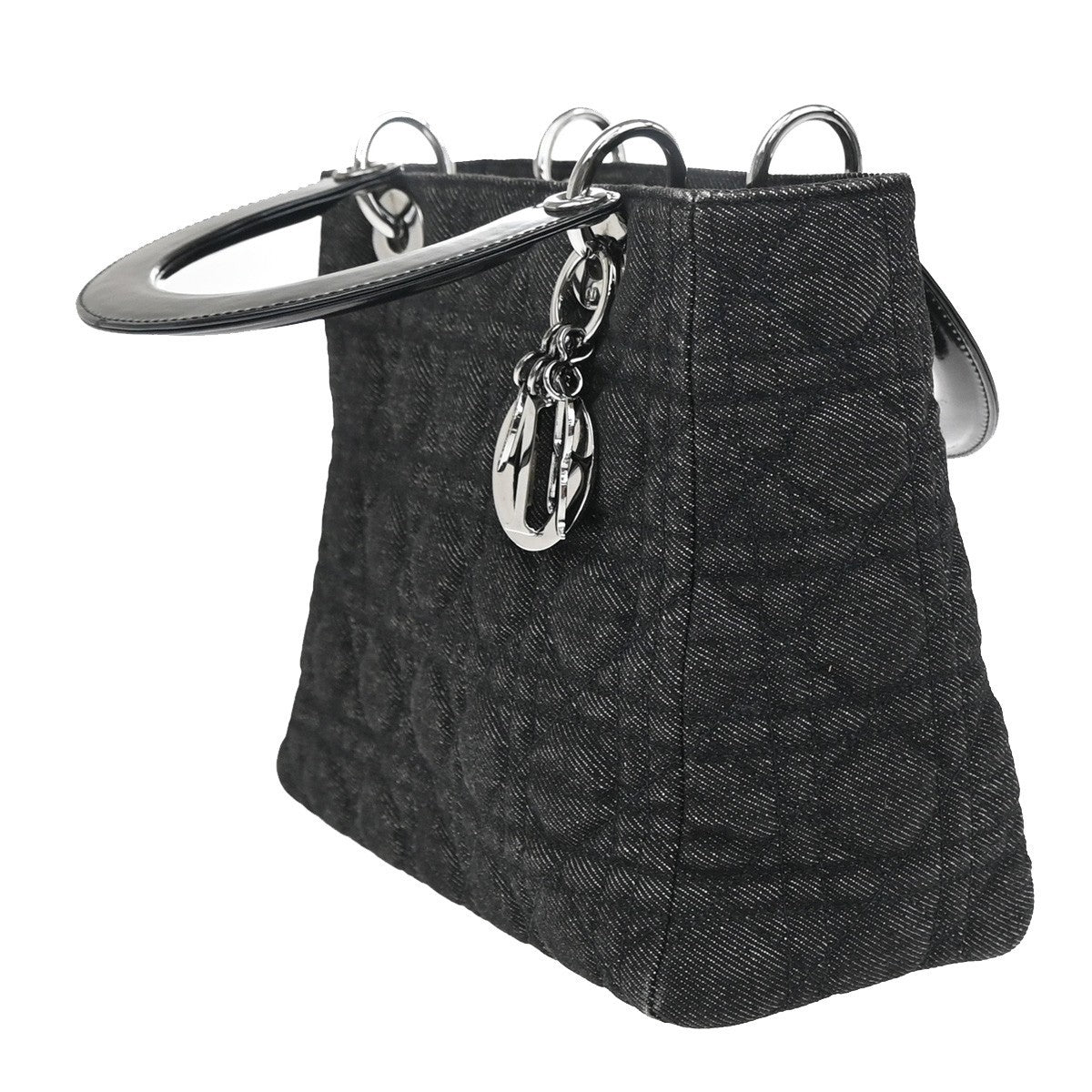 Christian Dior Vintage Lady Dior Bag Cannage Quilt Denim, BLACK, DENIM_JEANS, Handbag