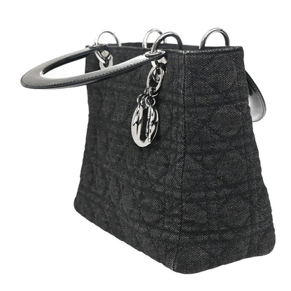 Christian Dior Vintage Lady Dior Bag Cannage Quilt Denim, BLACK, DENIM_JEANS, Handbag