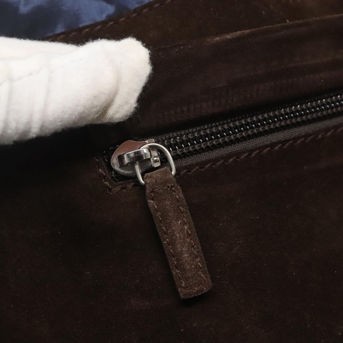 Salvatore Ferragamo Convertible Front Zip Pocket Tote Suede, BROWN, SUEDE, Tote bag