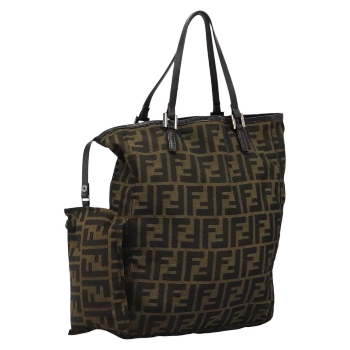 Fendi Open Shopping Tote Zucca Canvas, KHAKI, CANVAS, Tote bag
