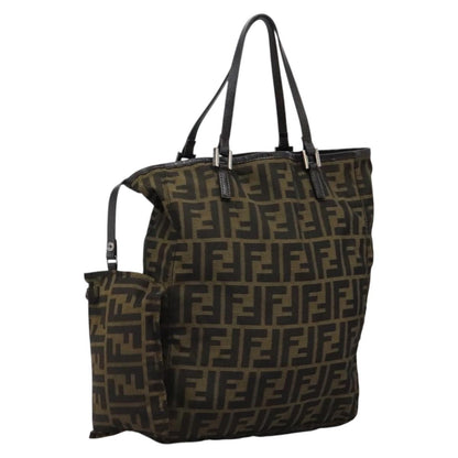 Fendi Open Shopping Tote Zucca Canvas, KHAKI, CANVAS, Tote bag