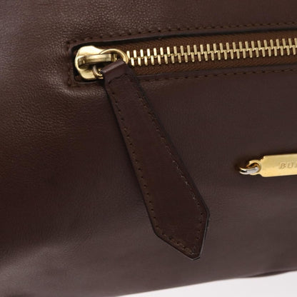 Burberry Big Crush Tote Leather and House Check Canvas, BROWN, LEATHER, Handbag