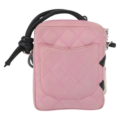 Chanel Cambon Crossbody Bag Quilted Leather, PINK, LEATHER, Clutche & pouche