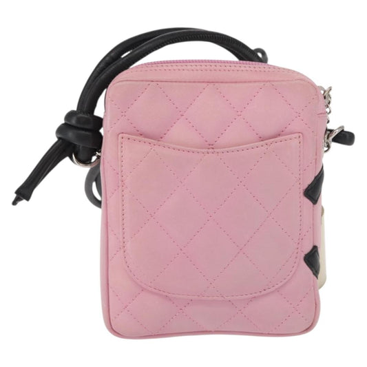 Chanel Cambon Crossbody Bag Quilted Leather, PINK, LEATHER, Clutche & pouche