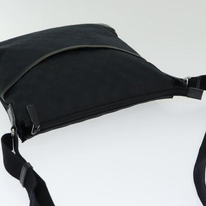 Gucci Zip Messenger Bag GG Canvas with Perforated Leather, BLACK, CANVAS, Crossbody bag