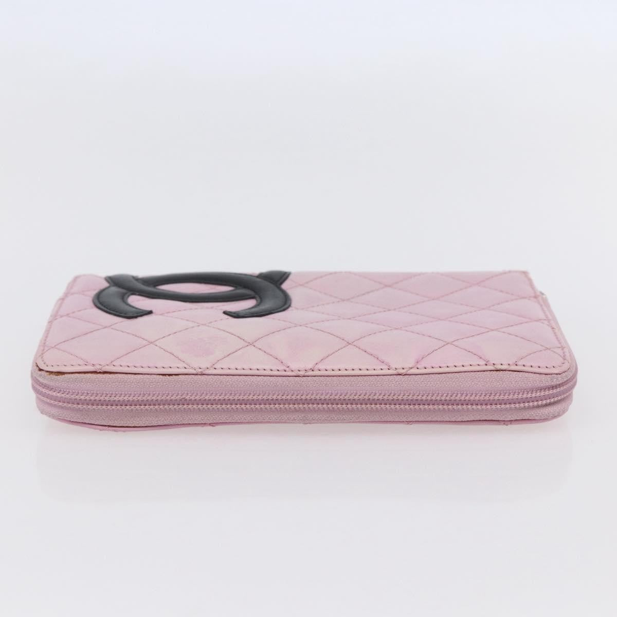 Chanel Cambon Zip Around Wallet Quilted Lambskin, PINK, LEATHER, Wallets
