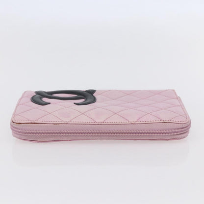 Chanel Cambon Zip Around Wallet Quilted Lambskin, PINK, LEATHER, Wallets