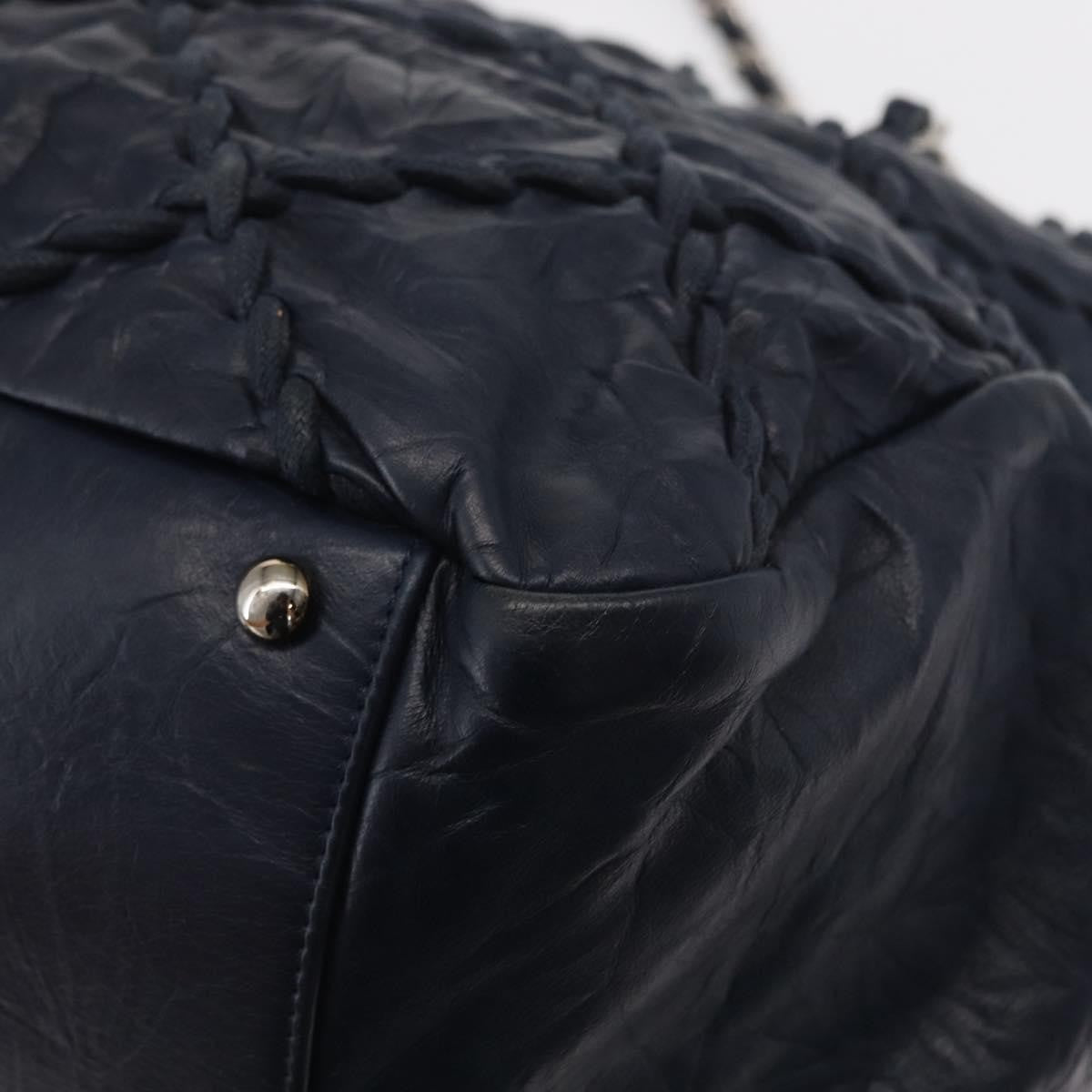 Chanel Ultra Stitch Chain Tote Quilted Calfskin, NAVY, LEATHER, Tote bag