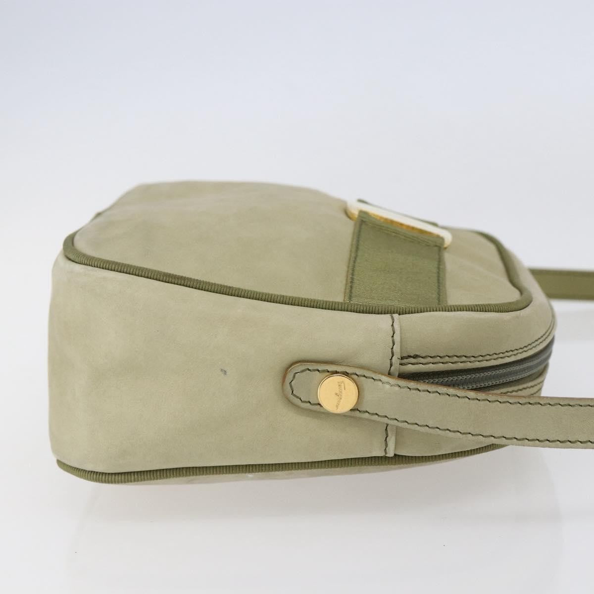 Salvatore Ferragamo Vala Shoulder Bag Suede, GREEN, SUEDE, Shoulder bag