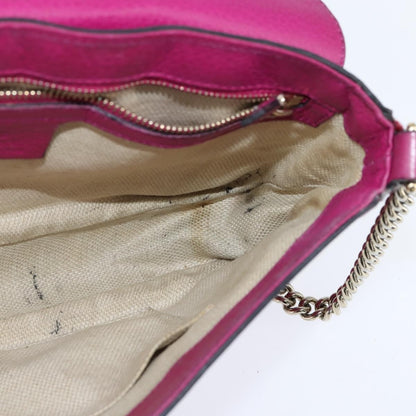 Gucci Soho Chain Crossbody Bag Leather, PINK, LEATHER, Crossbody bag