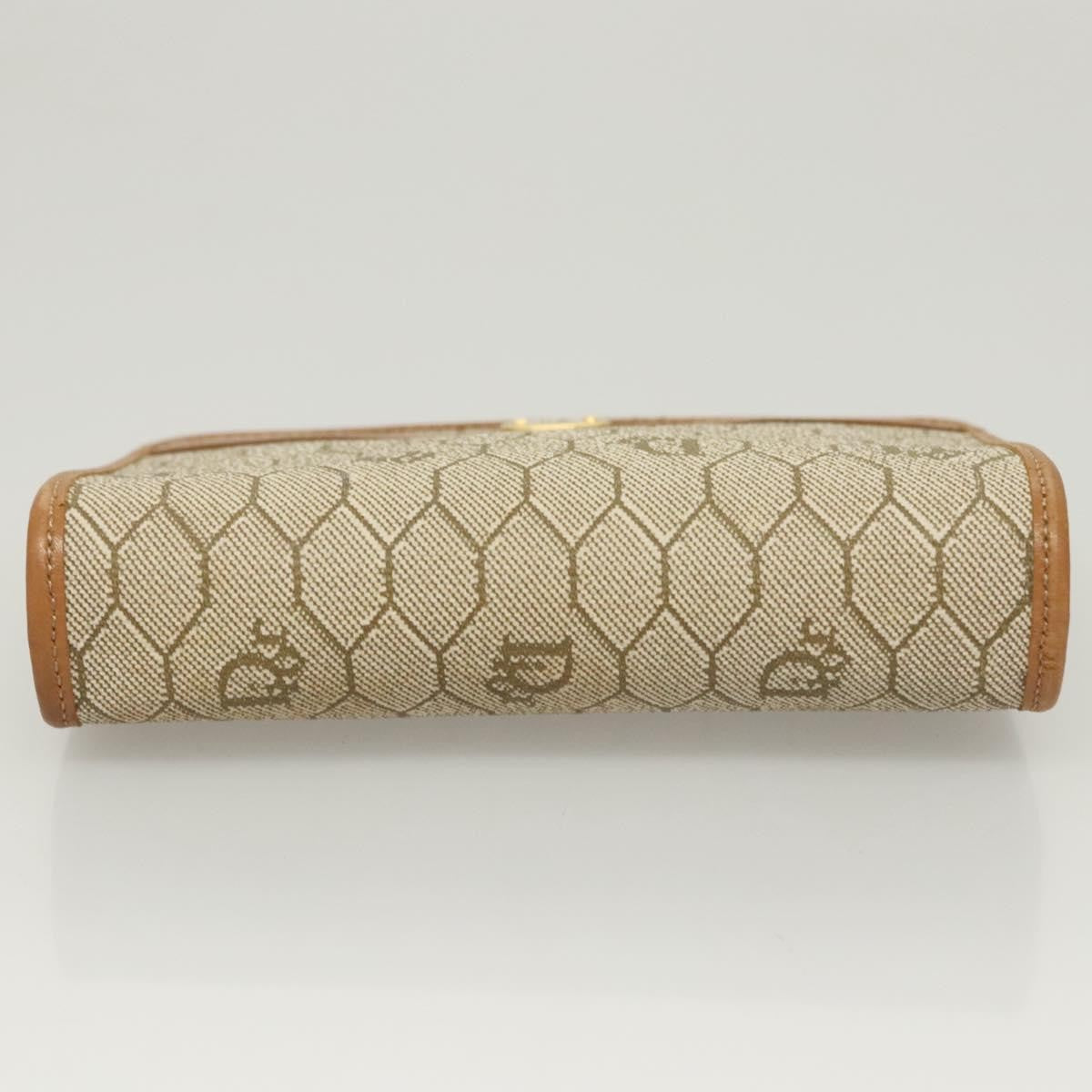 Christian Dior Vintage Honeycomb Zip Pouch Coated Canvas, BEIGE, PVC, Clutche & pouche