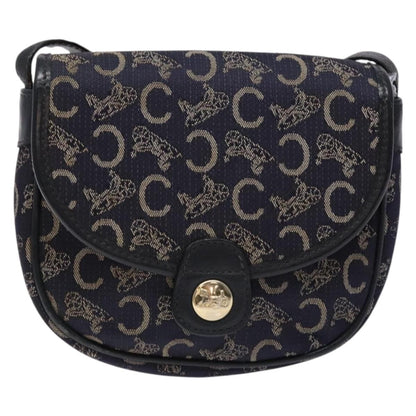 Celine C Sulky Shoulder bag Canvas and Leather, NAVY, CANVAS, Shoulder bag