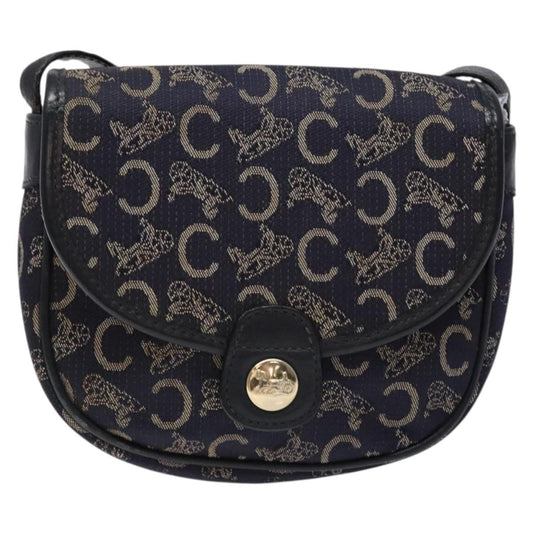 Celine C Sulky Shoulder bag Canvas and Leather, NAVY, CANVAS, Shoulder bag