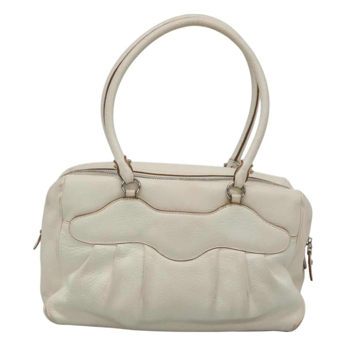 Salvatore Ferragamo Gancini Buckle Shoulder Bag Leather, WHITE, LEATHER, Shoulder bag