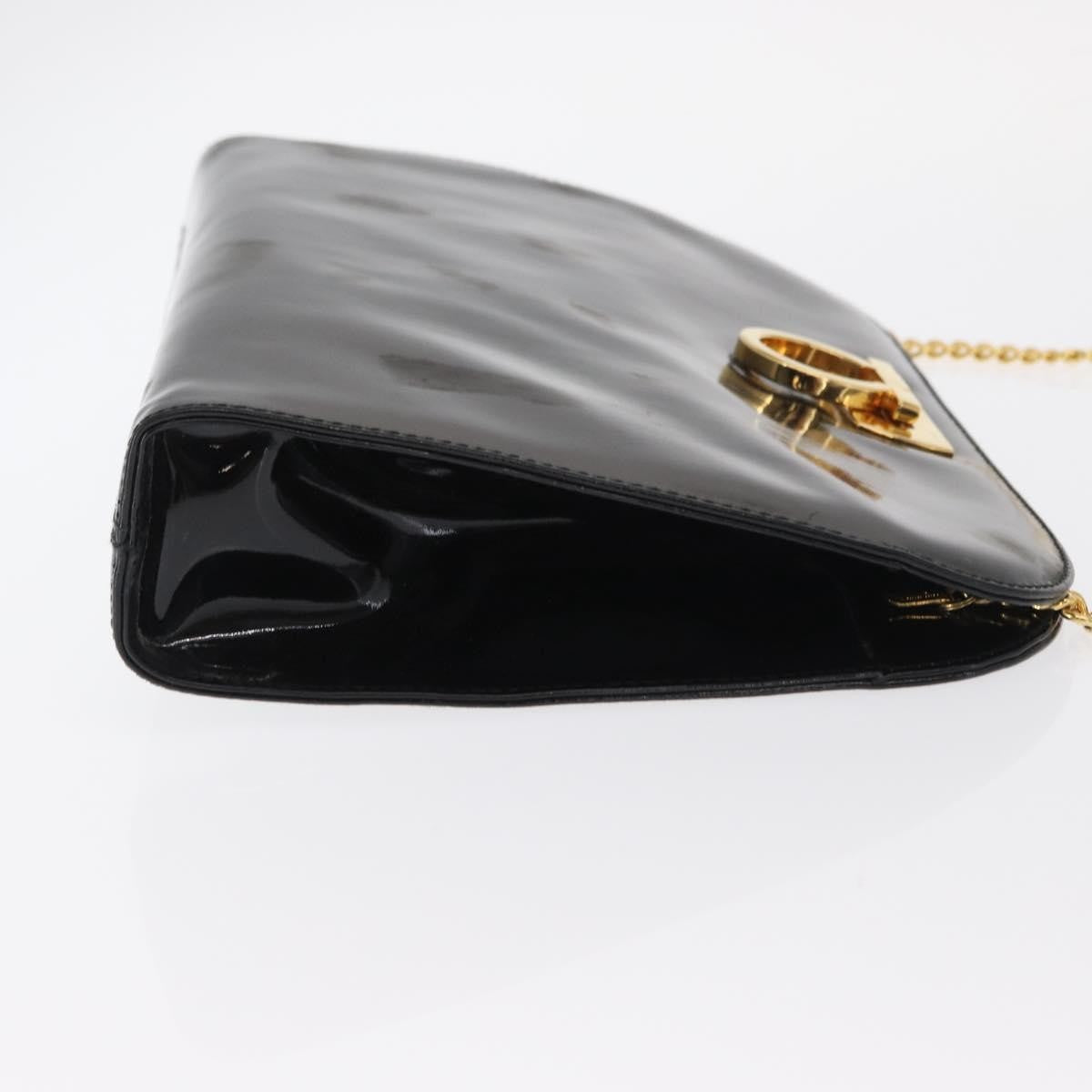 Salvatore Ferragamo Vintage Gancini Chain Shoulder Bag Patent Leather, BLACK, PATENT_LEATHER, Shoulder bag