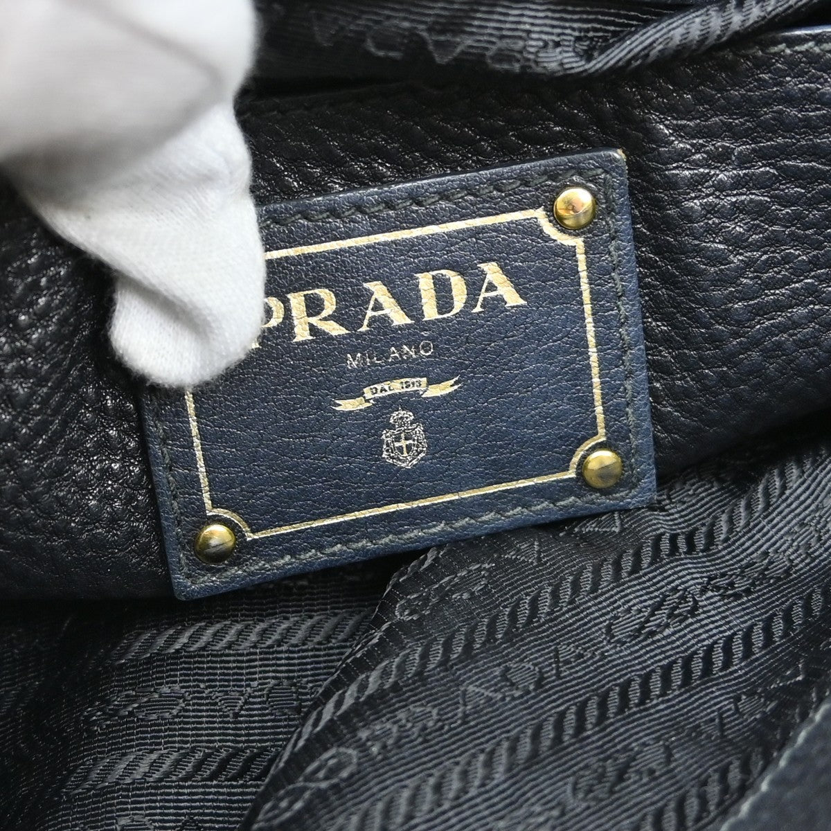 Prada Vintage Handbag Leather, Black, Leather, Handbag
