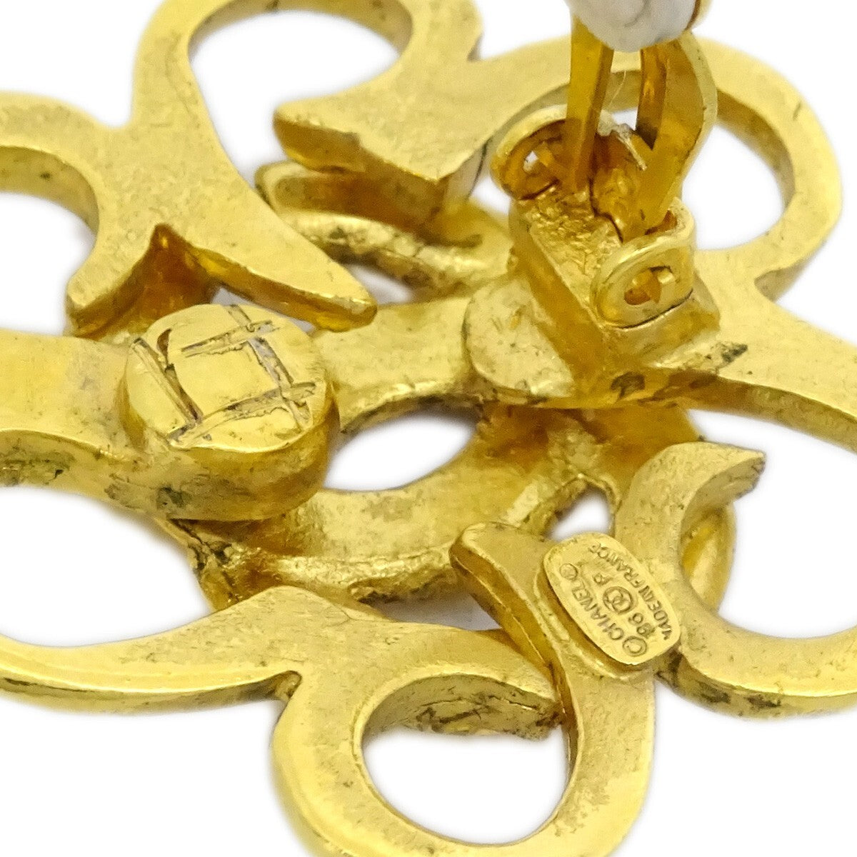 Chanel Vintage CC Flower Clip-On Earrings Metal, GOLD, GOLD_PLATED, Earrings