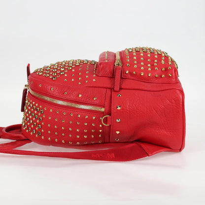 MCM Vintage Vicetos Backpack Leather, Red, Leather, Backpack