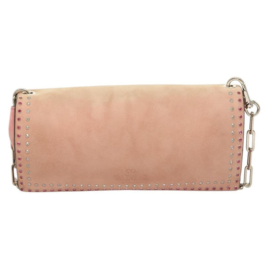 Valentino Garavani Turnlock Chain Shoulder Bag Suede, PINK, SUEDE, Shoulder bag