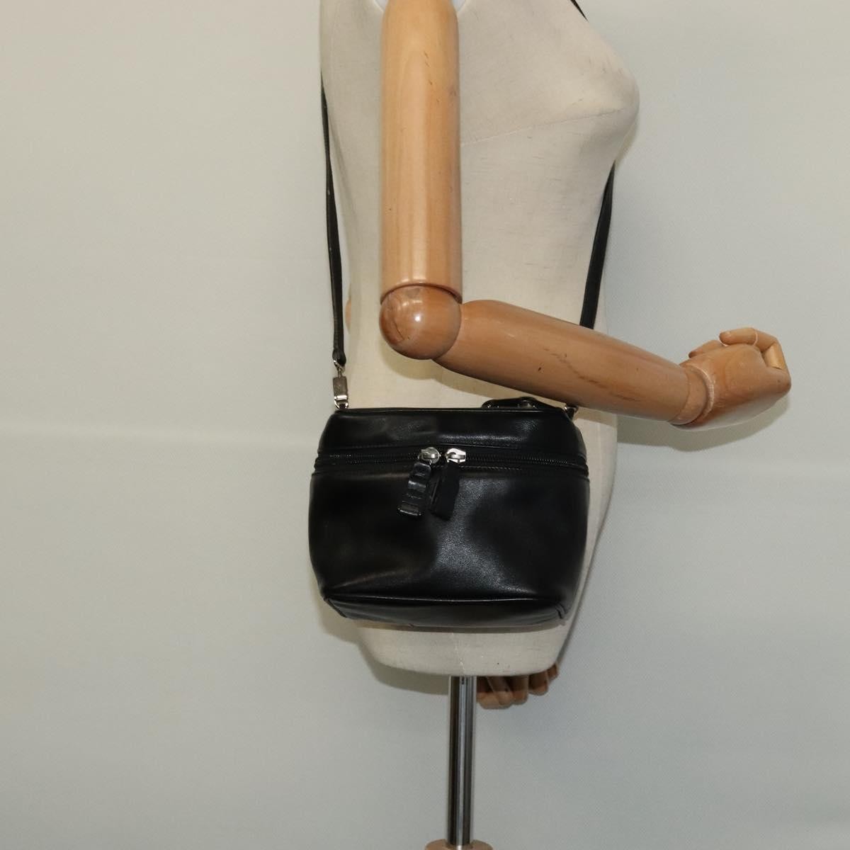 Salvatore Ferragamo Vintage Gancini Pochette Leather, BLACK, LEATHER, Handbag